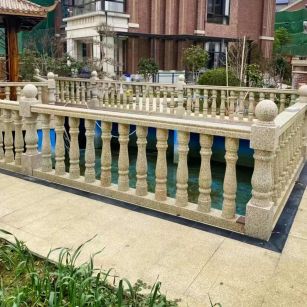 石家庄黄金麻花岗岩石材栏杆，扶手，将军柱，花瓶柱