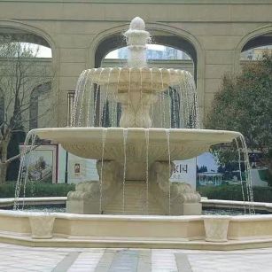 石家庄 黄金麻花岗岩异型加工——户外庭院石雕流水喷泉