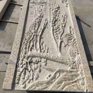 石家庄 黄金麻雕刻板浮雕迎客松