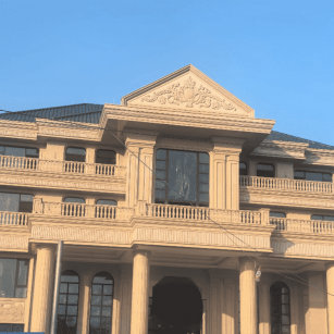 石家庄黄金麻别墅外墙干挂石材效果示例