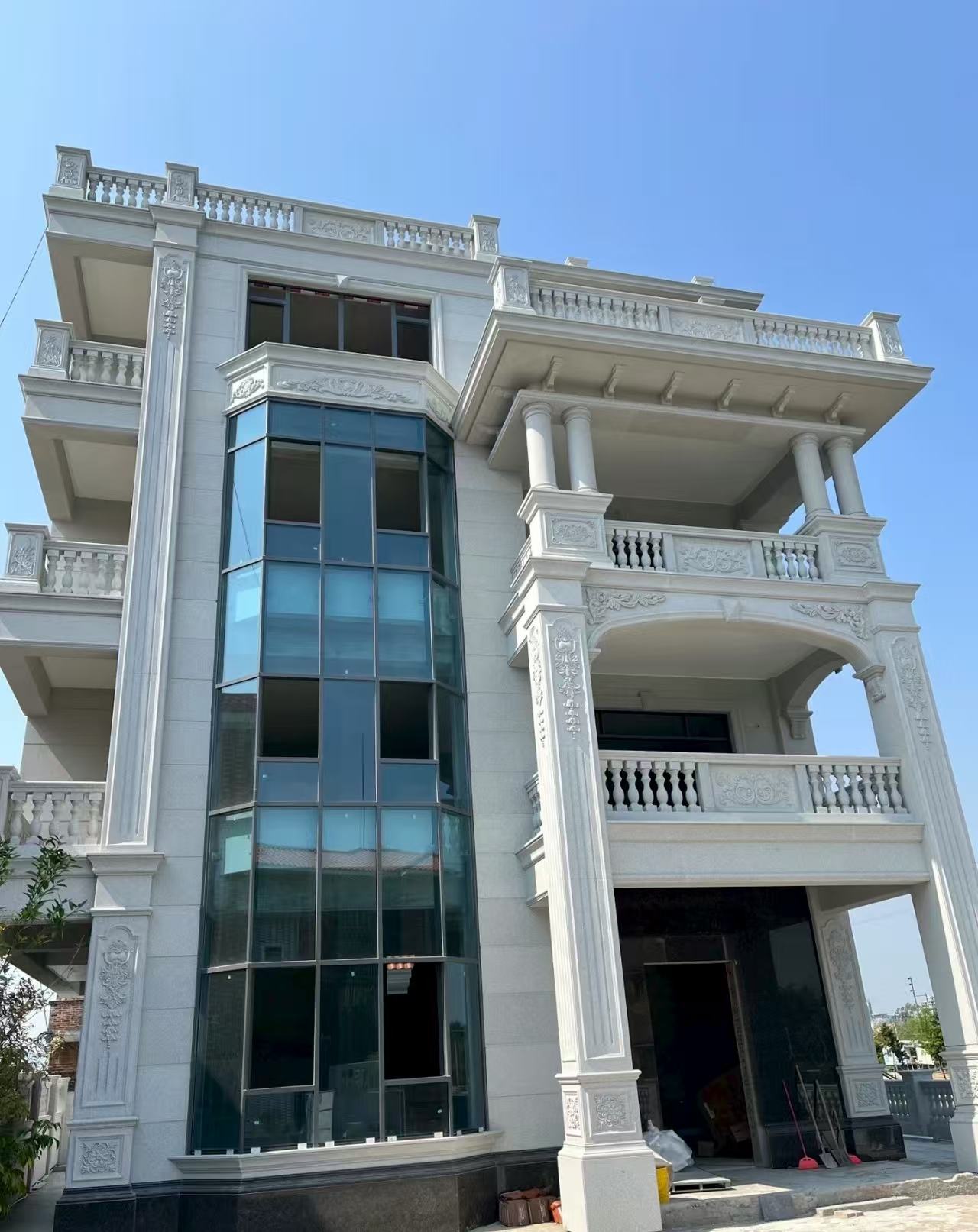 石家庄 白麻花岗岩别墅外墙干挂效果展示