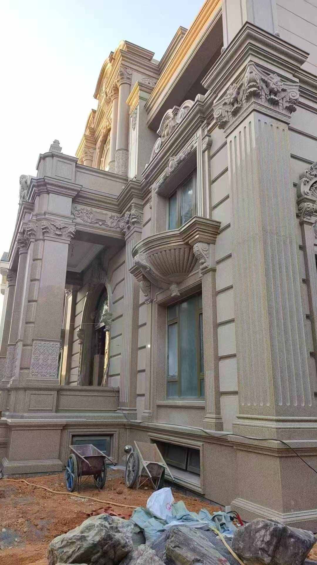 石家庄 黄金麻花岗岩光面别墅外墙干挂施工完成