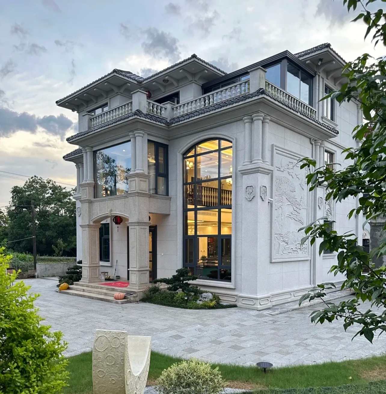 石家庄 白麻花岗岩私人别墅干挂石材豪华定制